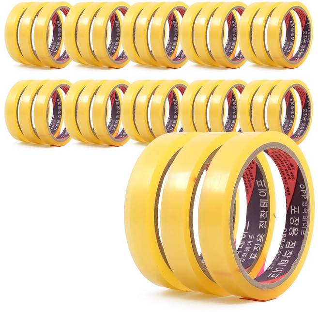 워니네 국산 OPP 3절 박스테이프 16mmx25m 문구 커터기 리필 테이프, 투명, 10개