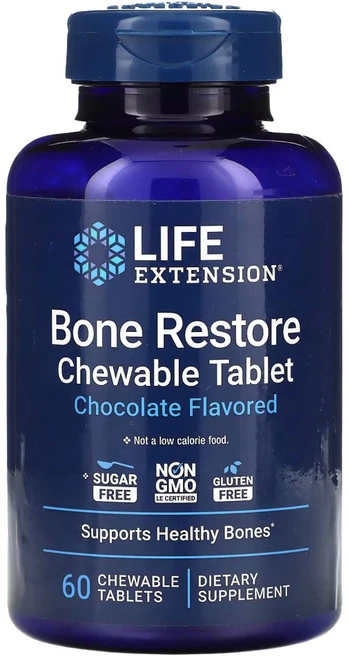 라이프익스텐션 본 리스토어 Bone Restore 초콜릿 츄어블 60정, 1개 - 쿠팡
