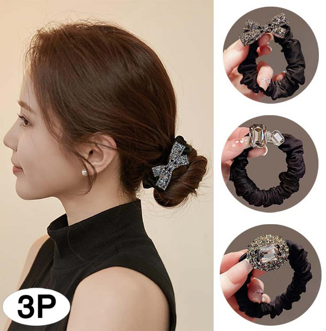 [루이/프리미엄 헤어밴드] 큐빅 포인트 고탄력 머리끈 실리콘 소재