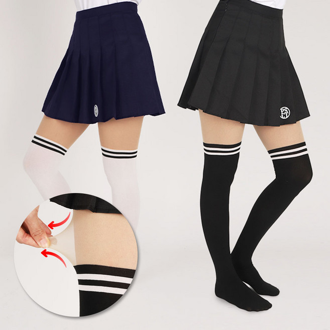 페르시안캣 여성 투톤 페이크 니삭스 스타킹(P5FWSC51), FREE, 화이트(P5FWSC51), 1개