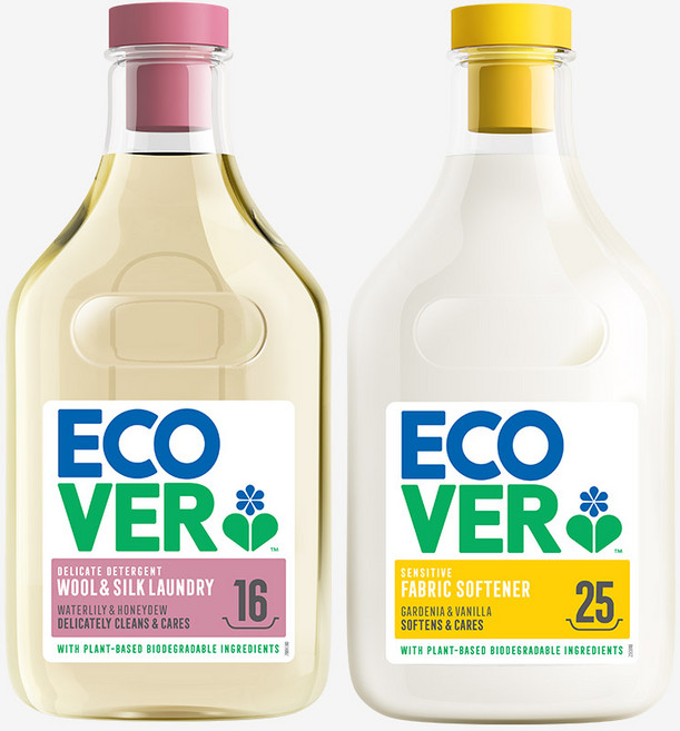 에코버 울세탁세제 수련꽃 허니듀 750ml 1개+섬유유연제 치자꽃 바닐라 750ml 1개, 에코버 울세탁세제 수련꽃 허니듀 750ml, 1개+섬유, 1개