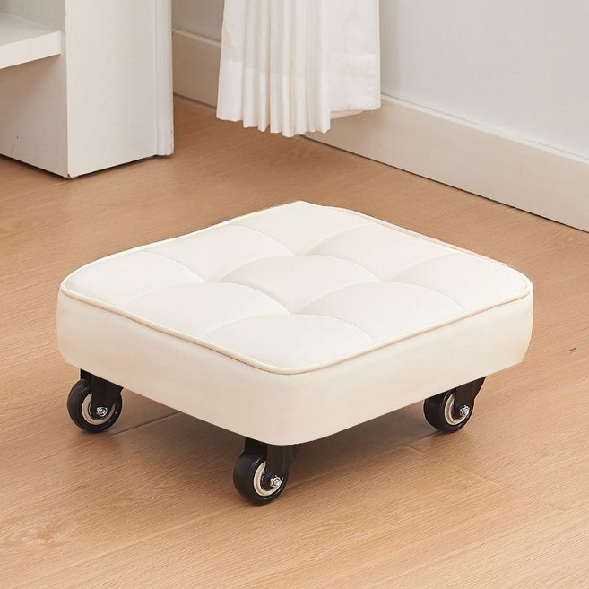 이동식 앉은뱅이 의자 바퀴 빵쿠션 원더스툴 접이식 스툴, 1개, 방형 흰색