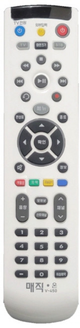 BTV SK 브로드밴드 KT 스카이라이프 SKY 올레TV 쿡 IPTV 셋톱박스 TV 리모컨 매직온 통합 만능리모컨 V-450, 1개