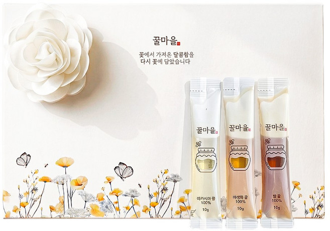 [가정의달 선물세트] 국내산 아카시아 야생화 밤 3종 꿀스틱 선물 세트, 1세트, 300g