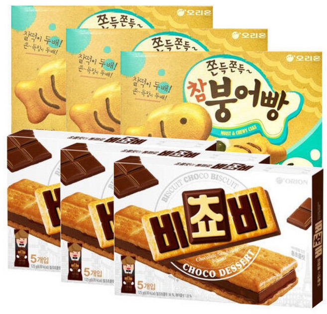오리온 참 붕어빵 174g x3개 + 비쵸비 125g x3개, 3개