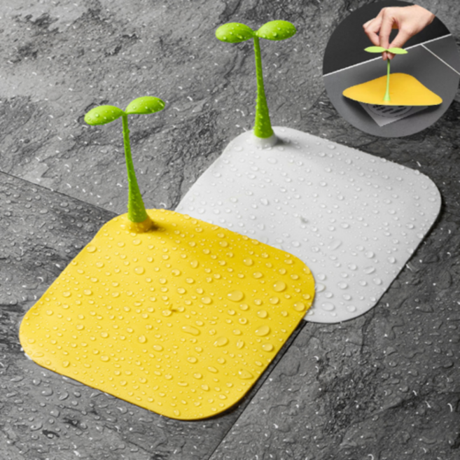 애니윙 냄새 벌레 차단 실리콘 배수구 덮개 2P, 새싹 배수구 커버 화이트 2P