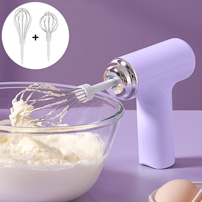 무선 전동 생크림 휘핑기 핸드믹서 홈베이킹 거품기, DD, 퍼플