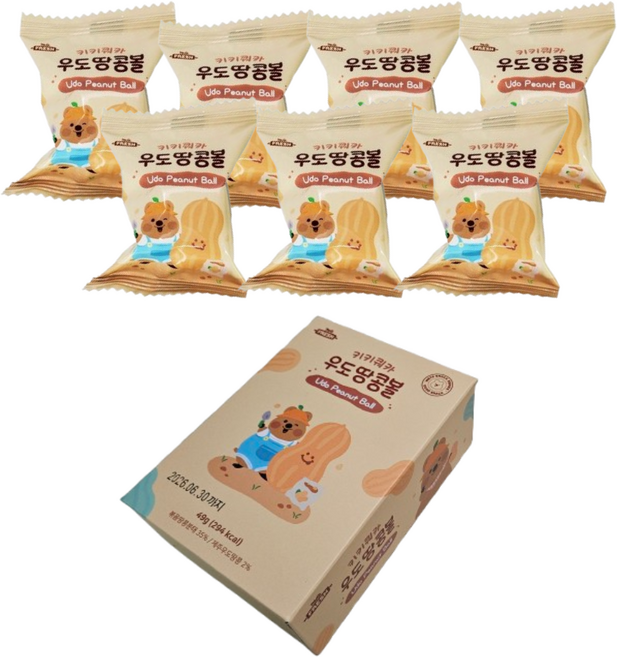 키키쿼카 우도땅콩볼, 1개, 49g