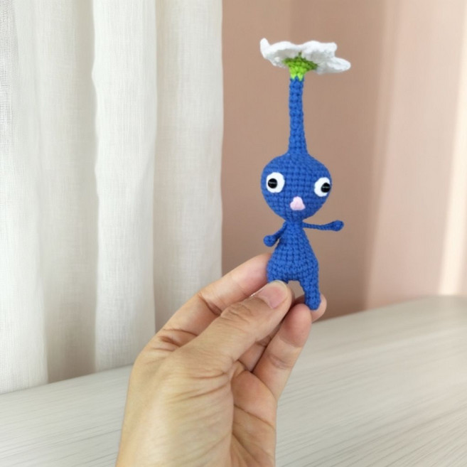 純手工毛線鉤織皮克敏掛件 鑰匙扣包包掛件, 1個, 藍色超萌皮克敏
