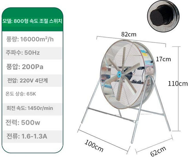 이오 대형송풍기 전기송풍기 초강력무선대형송풍기, 단일 망 속도 조절