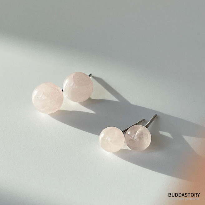 로즈쿼츠 실버925 은침 천연석 원석 장미석 귀걸이