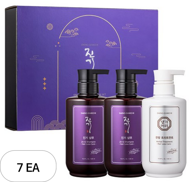 댕기머리 진기 샴푸 500ml x 2p + 트리트먼트 500ml 세트, 7세트