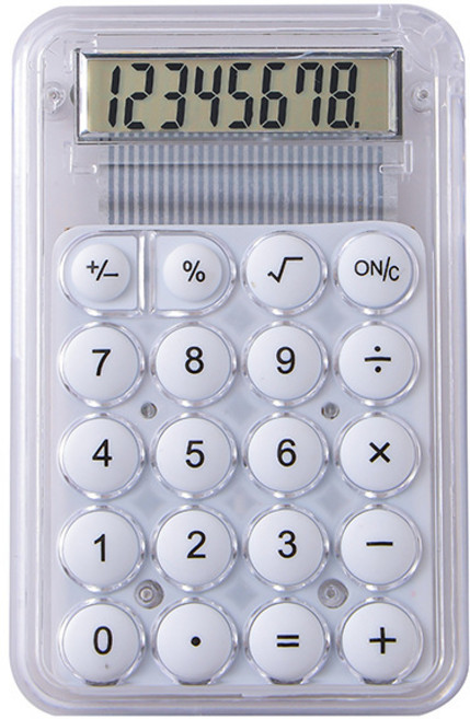 롤링페이퍼 휴대용 고화질 투명 미니 계산기, 1개, 화이트