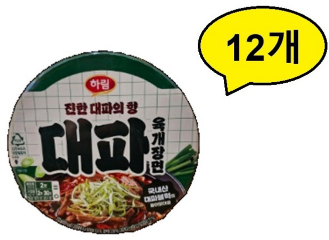 하림 대파 육개장면 112g, 12개