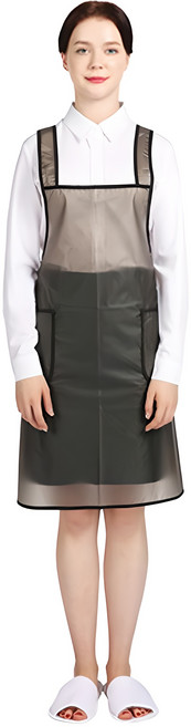 웰프런 우레탄 방수 검정파이핑 앞치마 소, 반투명 블랙, 1개