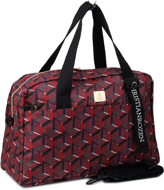 가벼운 기하학 레터링 패턴 무늬 캐리어결합 크로스백 여행 옷 짐 가방 보스턴백