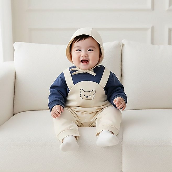 몽실이 블루베어 멜빵 우주복 보넷 아동 유아 남아 여아 가을 봄 외출복