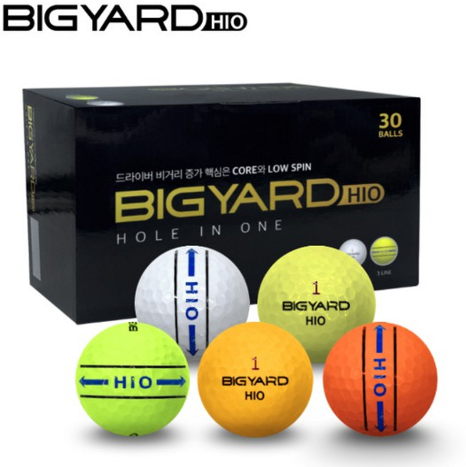 넥센 빅야드 하이오 삼선 골프공 30구 2피스 초중급자용 고반발, 1개, 화이트