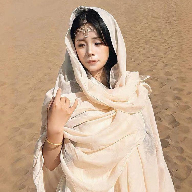 棉麻民族風絲巾圍巾 夏季 文藝風 防曬 披肩 紗巾 長款 百搭 旅遊款