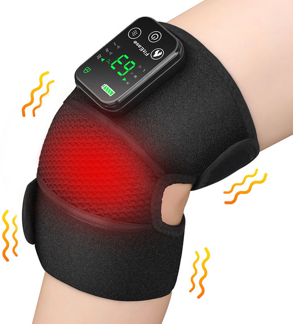 Garrl 무릎 보호대 온열 진동 마사지기 무릎 어깨 팔꿈치 안마기 남녀공용 다용도, 블랙