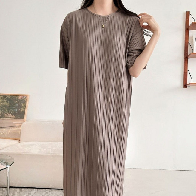 더한땀 빅사이즈 소프트 플리츠 주름 원피스