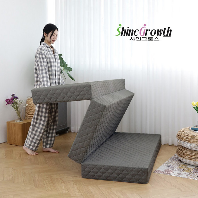 샤인그로스 (생활방수/항균) 3단 접이식 매트리스 HR폼 허리탄탄 아침개운 100% 국내산