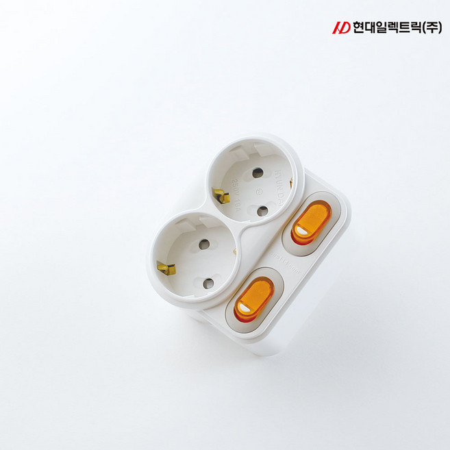 타로시 현대일렉트릭 국산 편리한 회전 멀티탭, 1개, 9.2cm, 회전2구 개별스위치