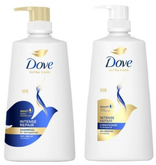 도브 인텐스 리페어 샴푸 680ml + 컨디셔너 660ml 세트 (청소포30매 1팩 발송), 1세트