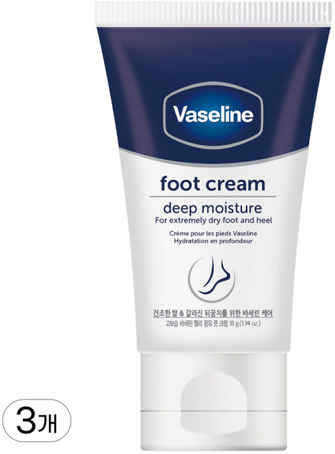 바세린 딥 모이스처 풋크림, 1개입, 3개, 55g