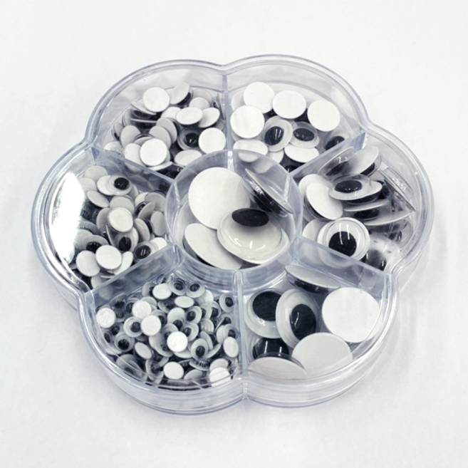 입체 접착식 눈알 스티커 200p 세트, 블랙, 1세트