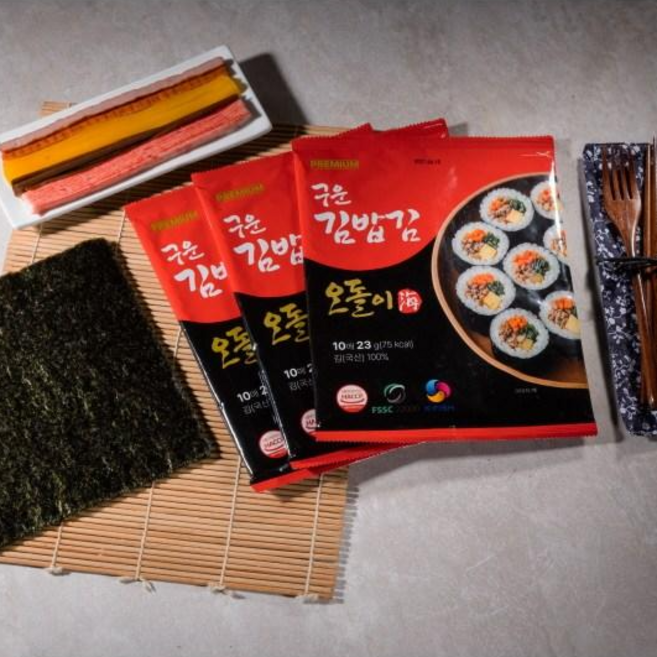 김밥김 두번 구운 오돌이 김밥용김 10매 소풍용 최고급 김, 6개, 23g
