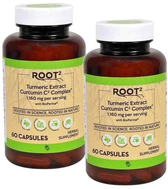 비타코스트 ROOT2 터메릭 커큐민 C3 컴플렉스 1160mg 퍼서빙 바이오페린 Vitacost Turmeric Extract Curcumin C3 Complex, 2개, 60정 - 쿠팡