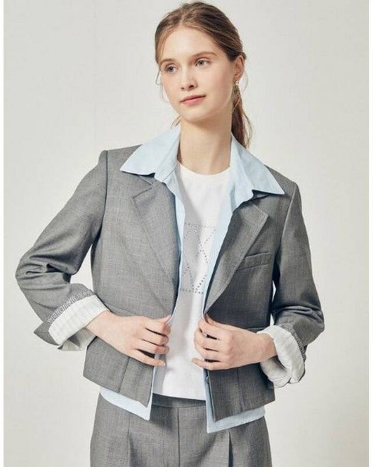 JJ지고트 JJ JIGOTT 디테쳐블 셔츠 싱글 크롭 재킷 GR3A0JKJ31 490305