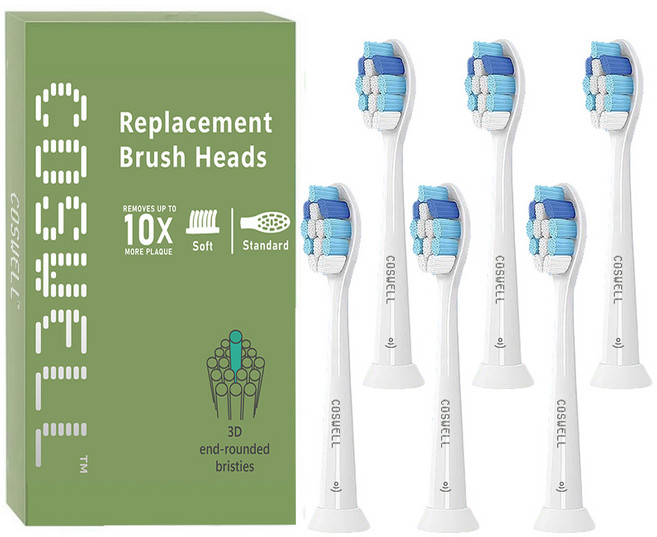 適配飛利浦電動牙刷頭 無銅潔淨護齦適 適用HX9/HX7/HX6/HX3型號 | 深入清潔牙縫, 1個, 6個裝