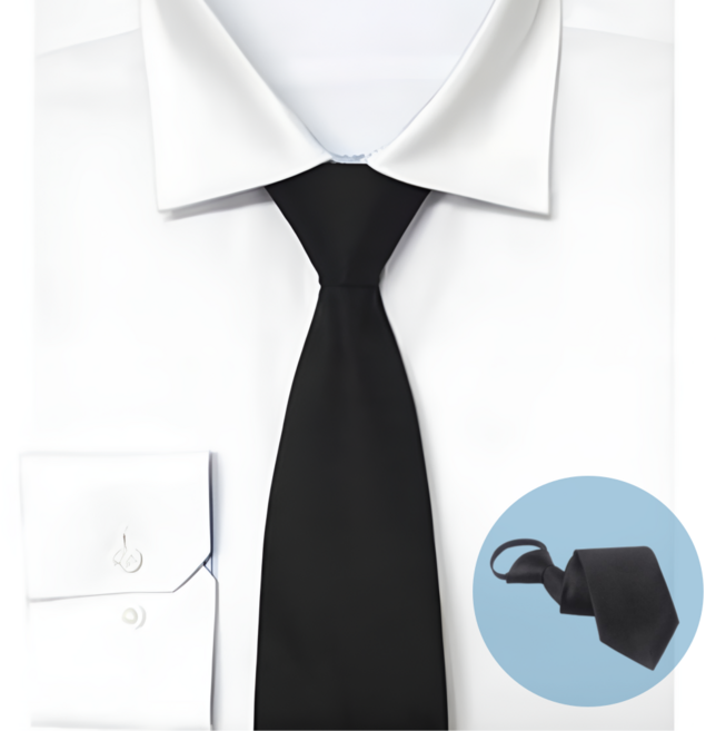 루앤포 장례식 조문용 자동 블랙 지퍼 넥타이