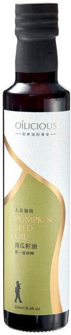 OÍLICIOUS 人良油坊 冷壓初榨南瓜籽油 250ml，在地鮮榨，含鋅，適合男性與長輩，可生飲、烹飪、涼拌, 1個
