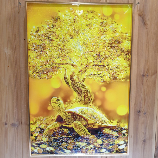 시떼몰 황금 장수 거북이 재물 풍수 액자 재물나무 인테리어 개업 선물