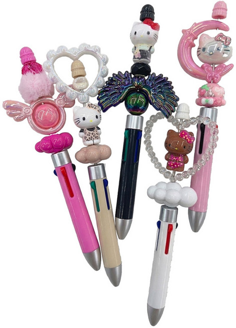 젠바이젠 [5개세트] 캐릭터 비즈 볼꾸 볼펜 꾸미기 동대문 재료 DIY, 1세트, 4색볼펜 5P