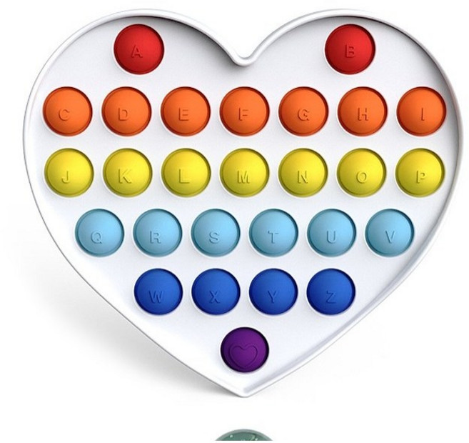 촉감 청각 만족 피젯 푸쉬팝 팝잇 종합 선물, A 화이트 A레인보우 하트, 1개