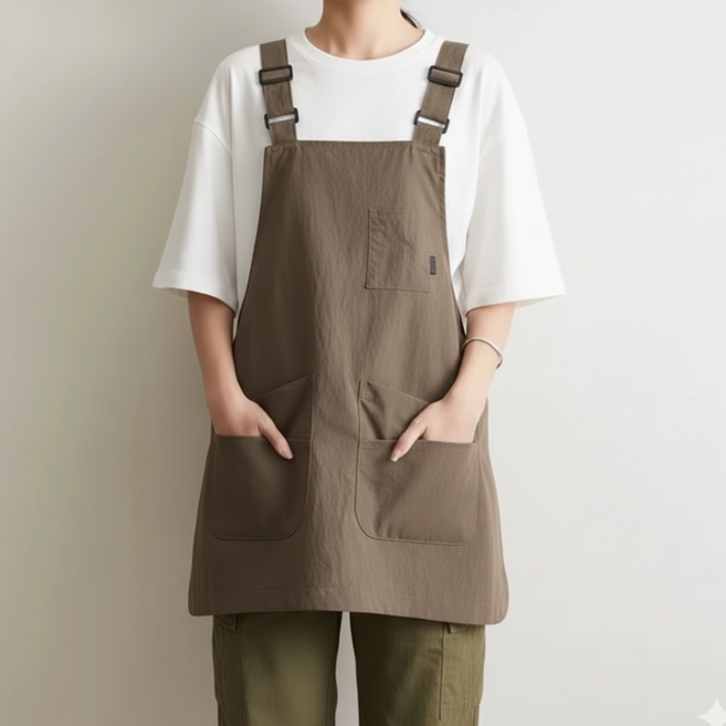 포마운트 카페 주방 앞치마, 1개, 브라운