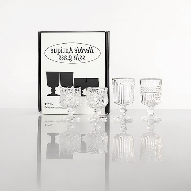 소주잔 4개세트 샷잔 유리 레트로컵, 4개 1세트