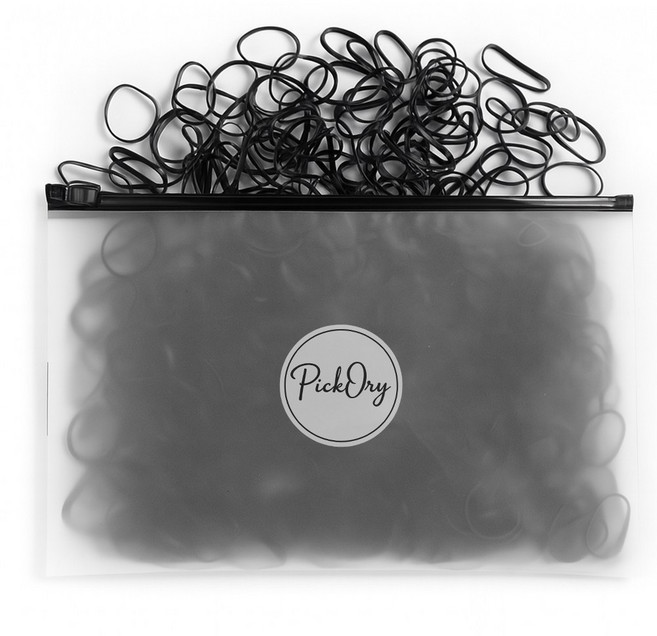 픽커리 잘 안끊어지는 대용량 검정 헤어 머리 고무줄 머리끈 1000개