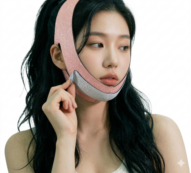 라노핏 리프팅 마스크밴드 브이라인 볼살 각진턱, 1개, 핑크