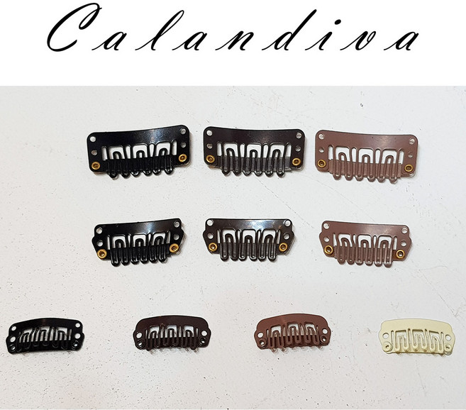 [Calandiva] 색상추가 활용도 높은 사이즈별 U형 가발 연장 똑딱핀, (소) 블랙, 10개