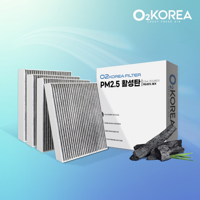 3+1 오투 PM2.5 활성탄 자동차에어컨필터 초미세먼지 냄새차단 차량용 교체, 4개, OH162