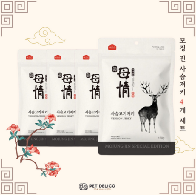 모정 반려동물 진 져키, 사슴, 120g, 4개