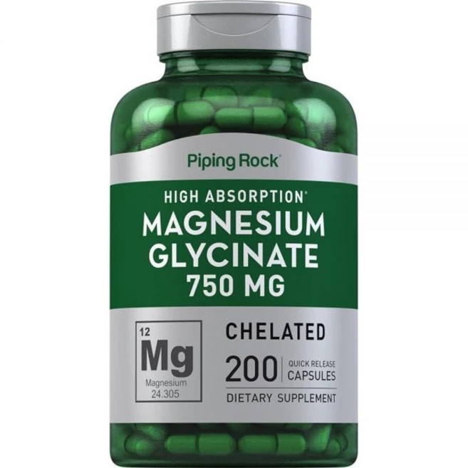 Piping Rock 마그네슘 글리시네이트 캡슐 | 750mg | 200정 | 킬레이트 보충제 | 높은 흡수력 | GMO 프리 및 글루텐 프리, Piping Rock 마그네슘 글리시네이트 캡슐 | 7, 1개 - 쿠팡