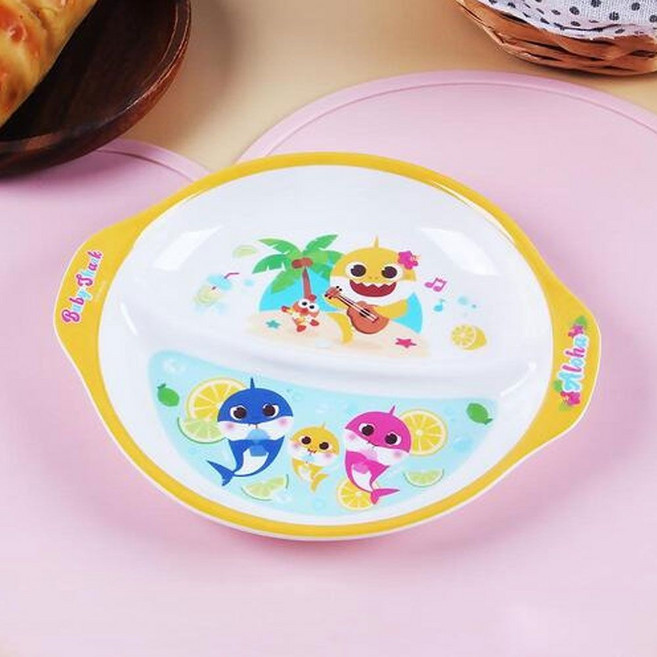 핑크퐁 이유식기 아기상어 멜라민 손잡이 간식접시