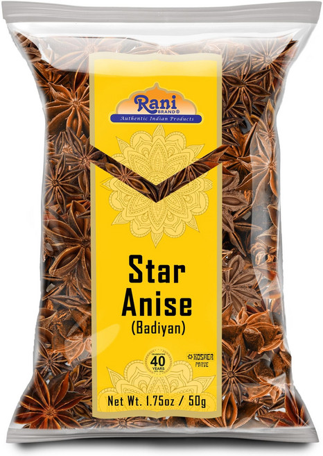 Rani Star Anise Seeds Whole Pods Rani Star Anise Seeds Whole Pods (Badian Khatai) Spice 1.75oz (50, 전체 포드(가방), 1개