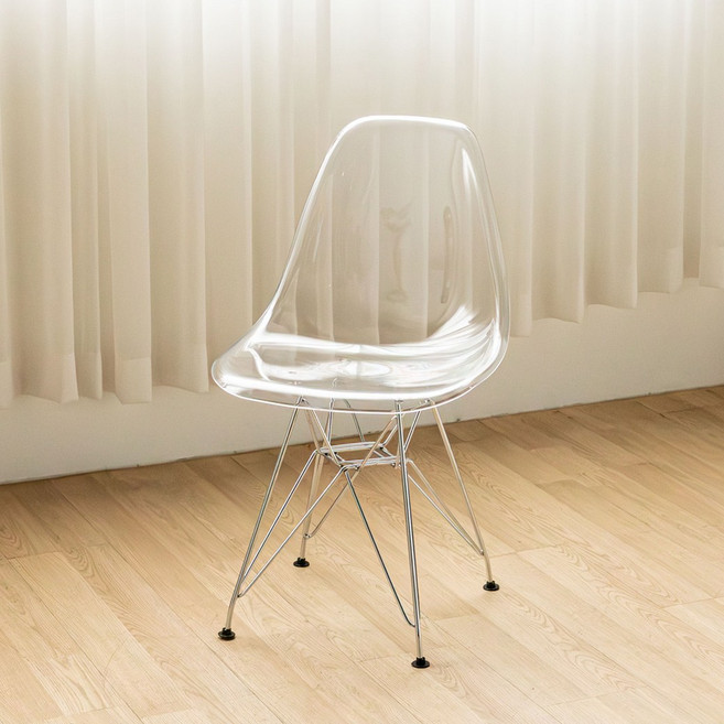 체리브 엠버 에펠체어 미드센츄리 모던 플라스틱 식탁의자, 1개, 투명